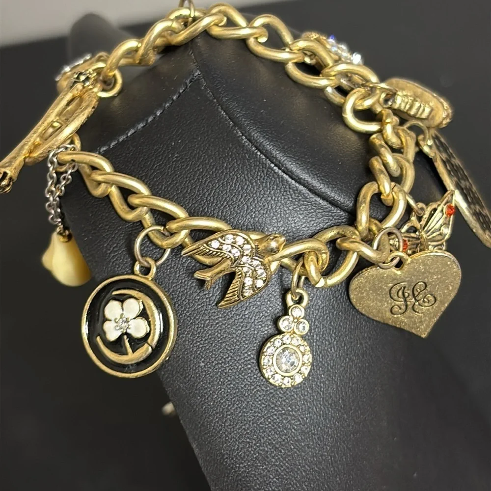 Juicy Couture J Heart Charm Bracelet &  Mixed Rare Charms Gold Tone​ - Picture 4 of 8